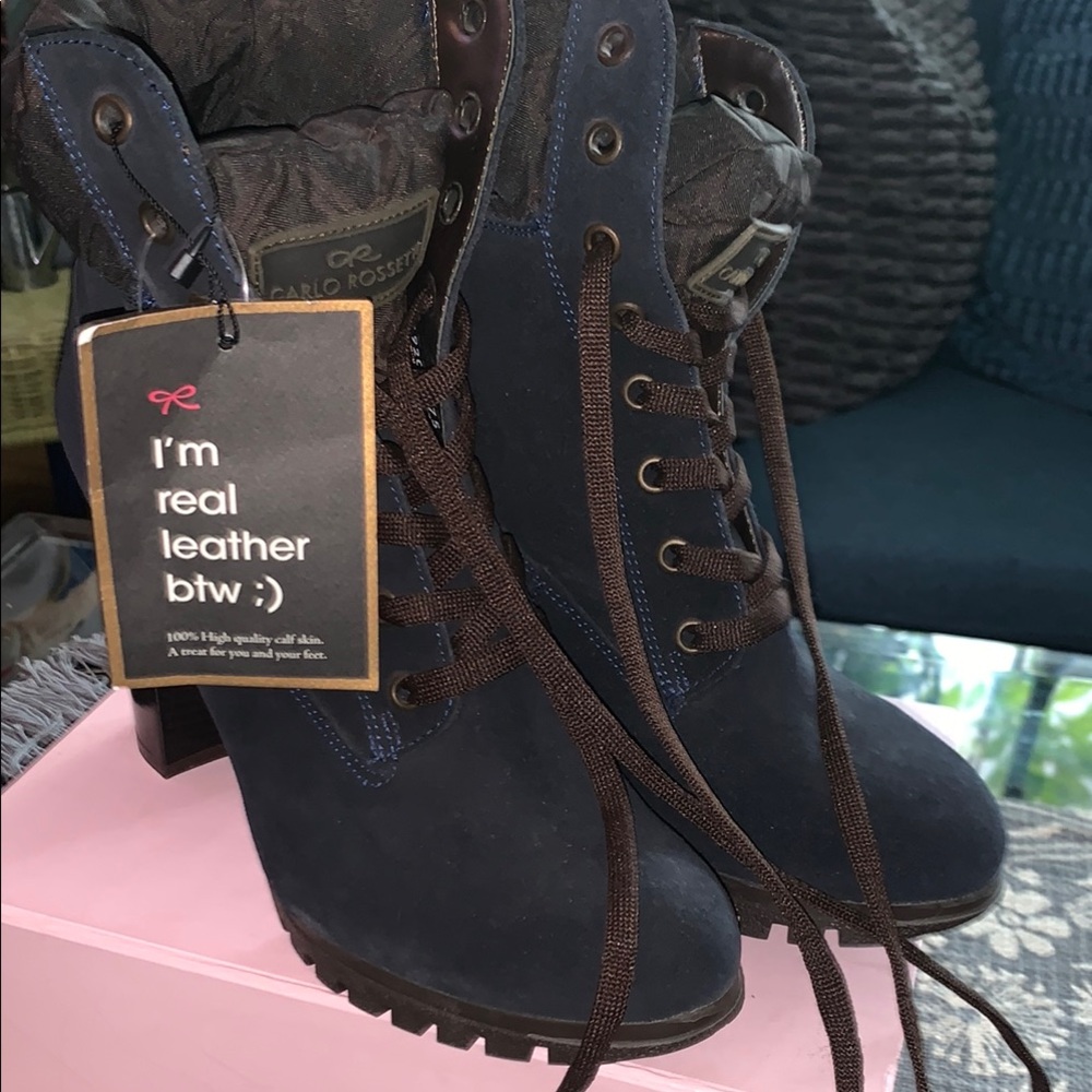Carlo Rossetti Women's Navy Leather Boots
